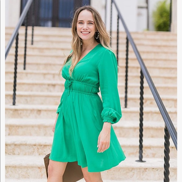 The Drop Women's Emerald Crossover-Front Dress by @graceatwood - Picture 1 of 4